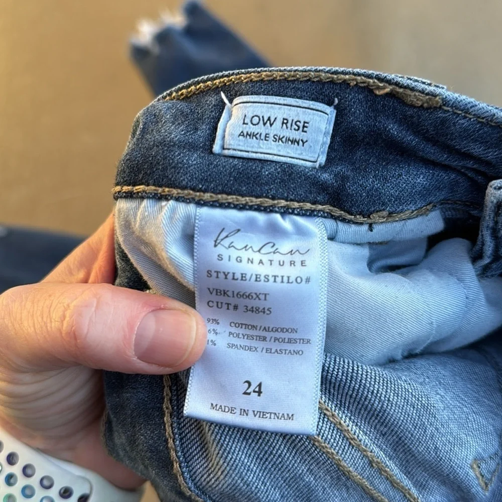 KanCan low rise ankle skinny distressed jeans style VBK1666XT size 24